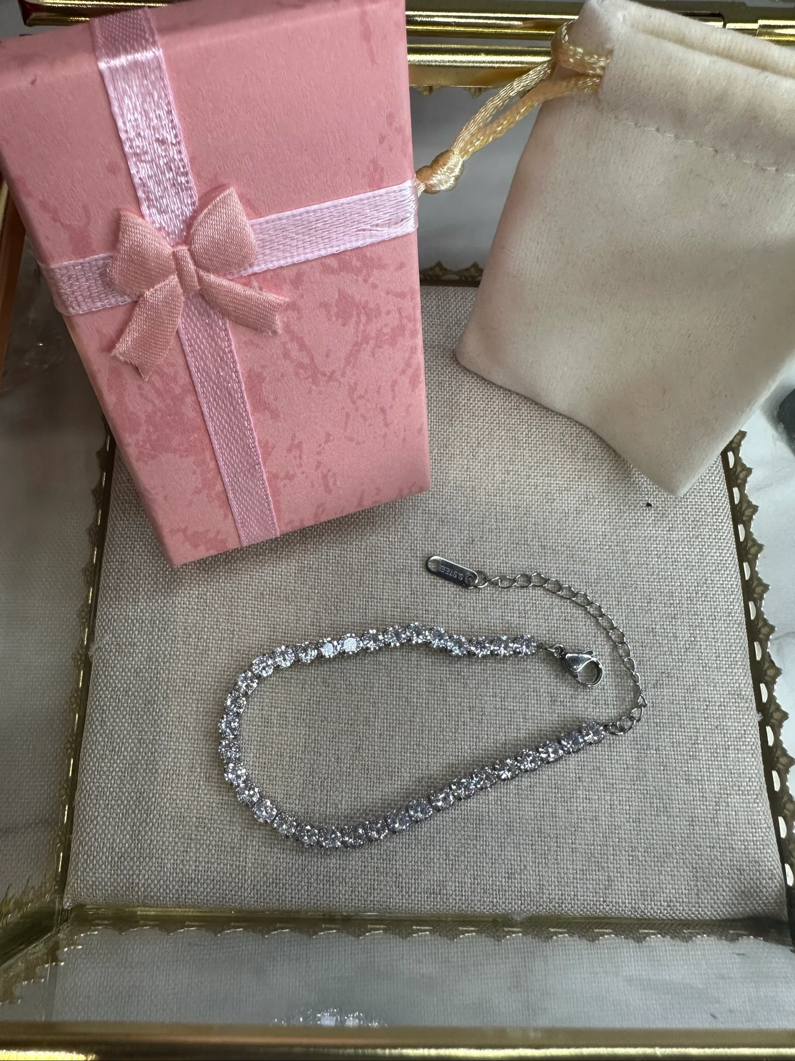 Silver-tone stainless steel tennis bracelet - Sparkling zircons – photo 7